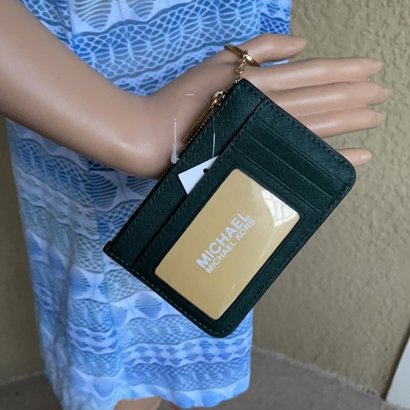 Michael Kors Jet Set Travel Small CoinPouch Wallet Racing Green - Picture 5 of 16